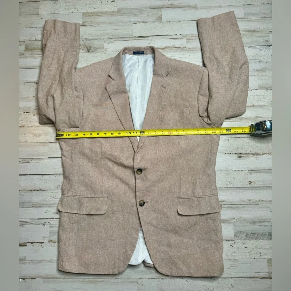 Stafford Mens Linen Blend Sport Coat Classic Fit Blazer Beige Mens 42R - Picture 4 of 12